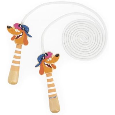 Janod Adjustable Skipping Rope for Children Wooden Dog Head Handles 2m Rope Ideal for Outdoor Play and Outdoor Activities Develops Motor Skills From 3 Years J03378 Janod Adjustable Skipping Rope for Children Wooden Dog Head Handles 2m Rope Ideal for Outdoor Play and Outdoor Activities Develops Motor Skills From 3 Years J03378