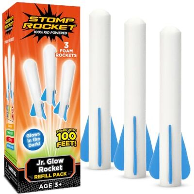 Stomp Rocket The Original Jr. Glow Rocket Refill Pack, 3 Rockets Outdoor Rocket Toy Gift for Boys and Girls- Ages 3 Years and Up Stomp Rocket The Original Jr. Glow Rocket Refill Pack, 3 Rockets Outdoor Rocket Toy Gift for Boys and Girls- Ages 3 Years and Up