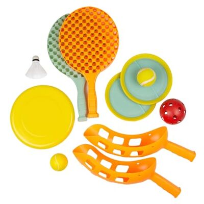 Mookie Activo 5in1 Multiplay Set Ultimate Outdoor Sports Collection for Family Fun, Includes Flying Disc, Scoop and Toss, Catch a Ball, and Bat & Ball Games in Reusable Carry Bag, Ideal for Ages 3+ Mookie Activo 5in1 Multiplay Set Ultimate Outdoor Sports Collection for Family Fun, Includes Flying Disc, Scoop and Toss, Catch a Ball, and Bat & Ball Games in Reusable Carry Bag, Ideal for Ages 3+