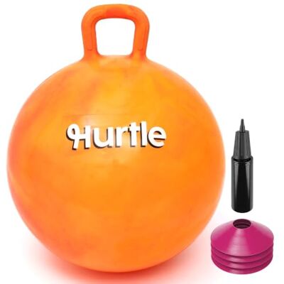 Hurtle Space Hopper 20 Inch Hopper Ball with Sturdy Handle, Pump and Cones for Balance, Coordination and Active Indoor Outdoor Play, Pink Marble Hurtle Space Hopper 20 Inch Hopper Ball with Sturdy Handle, Pump and Cones for Balance, Coordination and Active Indoor Outdoor Play, Pink Marble