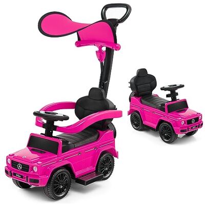 GYMAX 3 in 1 Kids Ride on Push Car, Licensed Mercedes Benz Push Along Car with Handle, Guardrails, Adjustable Canopy, Horn & Sound, Underneath Storage, Toddler Sliding Toy for Boys Girls (Pink) GYMAX 3 in 1 Kids Ride on Push Car, Licensed Mercedes Benz Push Along Car with Handle, Guardrails, Adjustable Canopy, Horn & Sound, Underneath Storage, Toddler Sliding Toy for Boys Girls (Pink)