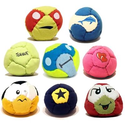 Tshaka Complete Assortment – Set of 8 Juggling Balls & Footbag (Hacky Sack) – Mega Mix Assorted Designs – Soft Ball Recycled Filling – for Groups, Families & Schools Tshaka Complete Assortment – Set of 8 Juggling Balls & Footbag (Hacky Sack) – Mega Mix Assorted Designs – Soft Ball Recycled Filling – for Groups, Families & Schools