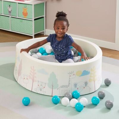 Liberty House Toys LHTJUNGPIT Soft Foam Ball Pit Jungle Pattern Complete with 200 Balls, White, H30 x W90 x D90 Liberty House Toys LHTJUNGPIT Soft Foam Ball Pit Jungle Pattern Complete with 200 Balls, White, H30 x W90 x D90