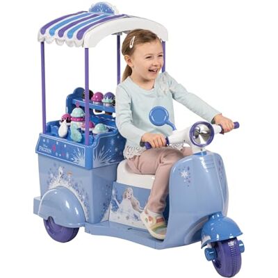 Huffy Disney Frozen Ice Cream Cart Motorized Battery Ride-On Moped Toy Bike for Girls with Ice Cream Play Set, Blue Huffy Disney Frozen Ice Cream Cart Motorized Battery Ride-On Moped Toy Bike for Girls with Ice Cream Play Set, Blue