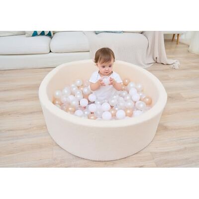 Babyzee Ball Pit with 200 Balls, Kids Ball Pool, Ball Pit 90cmx30cm, Boucle Beige Babyzee Ball Pit with 200 Balls, Kids Ball Pool, Ball Pit 90cmx30cm, Boucle Beige