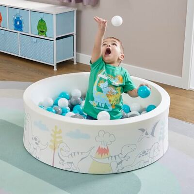 Liberty House Toys Soft Foam Ball Pit Dinosaur Pattern Complete with 200 Balls White H30 x W90 x D30cm Liberty House Toys Soft Foam Ball Pit Dinosaur Pattern Complete with 200 Balls White H30 x W90 x D30cm