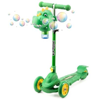 Xootz Bubble Go Dinosaur Scooter, 3 Wheel Kids Scooter with Bubble Machine, Adjustable, Foldable Tri Scooter for Toddlers, Balance and Lean to Steer Xootz Bubble Go Dinosaur Scooter, 3 Wheel Kids Scooter with Bubble Machine, Adjustable, Foldable Tri Scooter for Toddlers, Balance and Lean to Steer