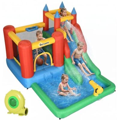 Outsunny Kids Inflatable Bouncy Castle Water Slide 5 in 1 with Air Blower Outsunny Kids Inflatable Bouncy Castle Water Slide 5 in 1 with Air Blower
