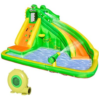 Outsunny Kids Bouncy Castle, 5 in 1 Large Crocodile Style Inflatable House Slide Basket Water Pool Gun Climbing Wall with Blower Carrybag for Kids Age 3-8, 3.85 x 2.85 x 2.25m Outsunny Kids Bouncy Castle, 5 in 1 Large Crocodile Style Inflatable House Slide Basket Water Pool Gun Climbing Wall with Blower Carrybag for Kids Age 3-8, 3.85 x 2.85 x 2.25m