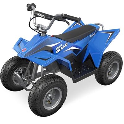 Razor Dirt Quad – 24V Electric 4-Wheeler Ride-On for Kids 8+, Twist-Grip Variable-Speed Acceleration Control, Up to 8 MPH, Forward/Reverse Drive Mode Razor Dirt Quad – 24V Electric 4-Wheeler Ride-On for Kids 8+, Twist-Grip Variable-Speed Acceleration Control, Up to 8 MPH, Forward/Reverse Drive Mode