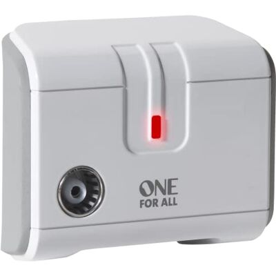 One For All Signal Booster/Splitter for TV 1 Outputs 23dB (14x amplified) Plug and Play For interference free reception Full HD compatible white SV9601 One For All Signal Booster/Splitter for TV 1 Outputs 23dB (14x amplified) Plug and Play For interference free reception Full HD compatible white SV9601