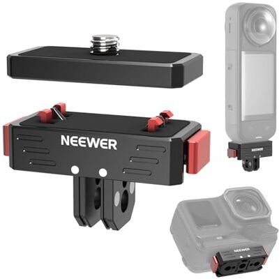 NEEWER NEEWR Quick Release Mount Compatible with Insta360 X5 X4 X3 AcePro AcePro2, Magnetic Snap On Adapter with 1/4" Screw & Thread Hole, 2 Prong Mount Compatible with Action Camera Accessories, GP-88 NEEWER NEEWR Quick Release Mount Compatible with Insta360 X5 X4 X3 AcePro AcePro2, Magnetic Snap On Adapter with 1/4" Screw & Thread Hole, 2 Prong Mount Compatible with Action Camera Accessories, GP-88