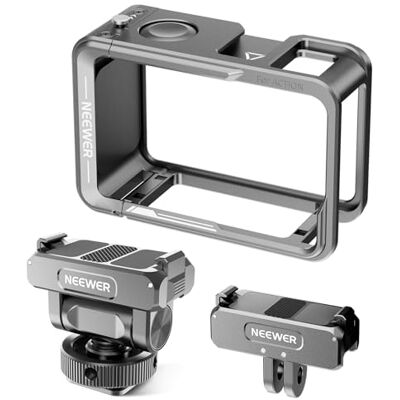 NEEWER Action Camera Cage Kit Compatible with DJI Osmo Action 5 Pro 4 3 DJI Mic, Protective Frame Accessories with Quick Release Cold Shoe Mount & Magnetic Mount Adapter, AC011+AC012+ AC014 NEEWER Action Camera Cage Kit Compatible with DJI Osmo Action 5 Pro 4 3 DJI Mic, Protective Frame Accessories with Quick Release Cold Shoe Mount & Magnetic Mount Adapter, AC011+AC012+ AC014