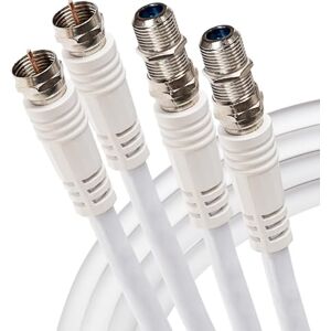 Maplin Twin F Type Male to Twin F Type Female Connector TV Satellite Aerial Extension Cable, 3m White Maplin Twin F Type Male to Twin F Type Female Connector TV Satellite Aerial Extension Cable, 3m White