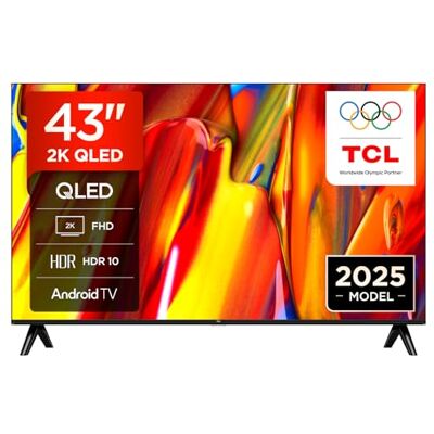 TCL 43V5C-UK 43Inch Full HD Smart QLED Direct LED TV with Android TV and HDR Compatible with Google Cast and Google Home, Slim Design TCL 43V5C-UK 43Inch Full HD Smart QLED Direct LED TV with Android TV and HDR Compatible with Google Cast and Google Home, Slim Design