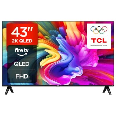 TCL 43SF560-UK 43 Inch Full HD QLED HDR Smart TV with Fire TV Press & Ask Alexa, Metallic Bezel-Less Design TCL 43SF560-UK 43 Inch Full HD QLED HDR Smart TV with Fire TV Press & Ask Alexa, Metallic Bezel-Less Design