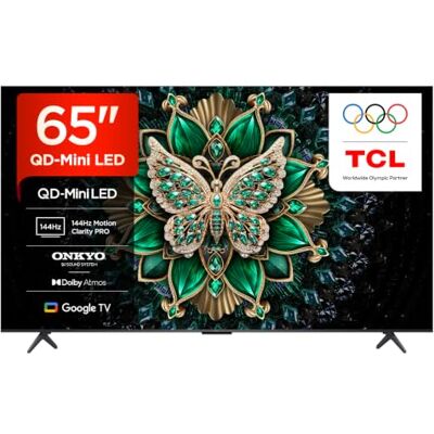 TCL 65C6K-UK 65 Inch QD-Mini LED 4K HDR10+ Smart TV, Google TV Dolby Vision IQ & Atmos, 144Hz Motion Clarity Pro, Game Master, Onkyo 2.1 Sound, Apple AirPlay 2 TCL 65C6K-UK 65 Inch QD-Mini LED 4K HDR10+ Smart TV, Google TV Dolby Vision IQ & Atmos, 144Hz Motion Clarity Pro, Game Master, Onkyo 2.1 Sound, Apple AirPlay 2