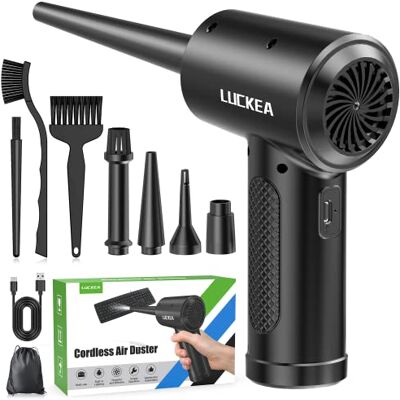 LUCKEA Electric Air Duster Compressed for PC Rechargeable 6000mAH Blower with Brush Computer Keyboard Cleaning, Cleaner Electronics, Alternative to Canned (C4915-6) LUCKEA Electric Air Duster Compressed for PC Rechargeable 6000mAH Blower with Brush Computer Keyboard Cleaning, Cleaner Electronics, Alternative to Canned (C4915-6)