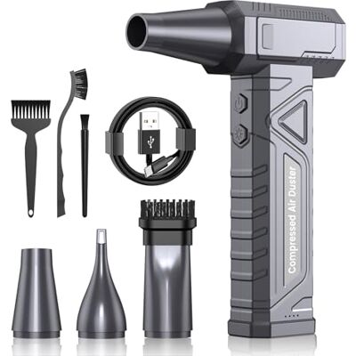 LUCKEA Electric Compressed Air Duster for PC Electric Air Duster 200,000 RPM, 4-Speed Adjustable Air Blower Gun 6000mAh for Keyboard Home Outdoor Car, Alternative to Compressed Air Can, W18, Black LUCKEA Electric Compressed Air Duster for PC Electric Air Duster 200,000 RPM, 4-Speed Adjustable Air Blower Gun 6000mAh for Keyboard Home Outdoor Car, Alternative to Compressed Air Can, W18, Black
