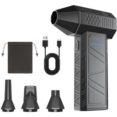 WOLFANG Compressed Air Duster-110,000 RPM, Super Power Cordless Air Duster, 3-Gear Adjustable Mini Blower with Fast Charging, Dust Blower for Computer, Laptop, Keyboard, Camera, Car & Outdoor WOLFANG Compressed Air Duster-110,000 RPM, Super Power Cordless Air Duster, 3-Gear Adjustable Mini Blower with Fast Charging, Dust Blower for Computer, Laptop, Keyboard, Camera, Car & Outdoor