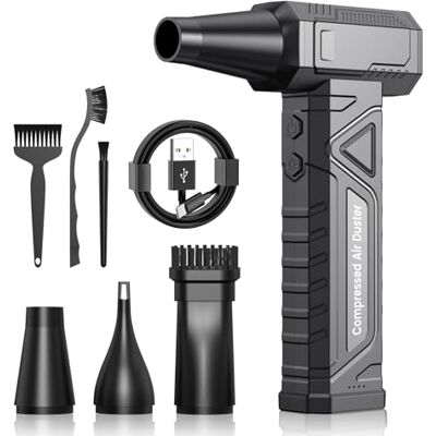 LUCKEA Electric Air Duster for PC Cleaning 200000 RPM Air Duster Mini Blower 4-Speed with LED Light, Compressed Air Spray for PC Cleaning, Keyboard, Electronics, Model W18, Black LUCKEA Electric Air Duster for PC Cleaning 200000 RPM Air Duster Mini Blower 4-Speed with LED Light, Compressed Air Spray for PC Cleaning, Keyboard, Electronics, Model W18, Black