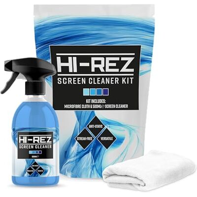 Hi-Rez Screen Cleaner Spray for TV, Laptops, Computers, Monitors, Phones Cleaning Kit 500ml with Microfibre Cloth Hi-Rez Screen Cleaner Spray for TV, Laptops, Computers, Monitors, Phones Cleaning Kit 500ml with Microfibre Cloth