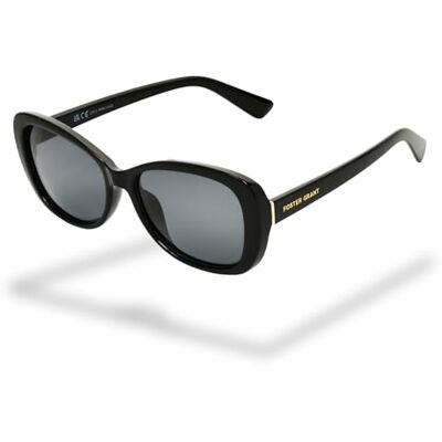Foster Grant Polarised Sunglasses Women's – Cat Eye Black Frames with UVA-UVB Lens Protection & Glare Reduction Scratch-Resistant Lenses, Impact-Resistant for Everyday & Outdoor Wear Foster Grant Polarised Sunglasses Women's – Cat Eye Black Frames with UVA-UVB Lens Protection & Glare Reduction Scratch-Resistant Lenses, Impact-Resistant for Everyday & Outdoor Wear