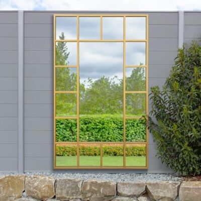 MirrorOutlet The Genestra Gold Modern Modern Leaner and Wall Garden Mirror 71" X 43" (180CM X 110CM) Silver Mirror Glass with Black Metal Frame. Landscape or Portrait. Frost Protected Glass MirrorOutlet The Genestra Gold Modern Modern Leaner and Wall Garden Mirror 71" X 43" (180CM X 110CM) Silver Mirror Glass with Black Metal Frame. Landscape or Portrait. Frost Protected Glass