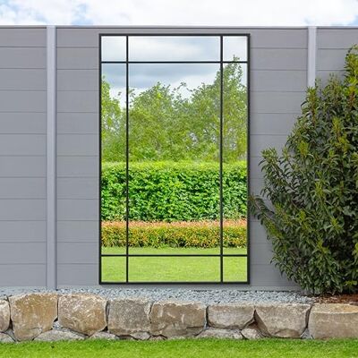 MirrorOutlet The Genestra Black Modern Contemporary Leaner and Wall Garden Mirror 71" X 43" (180CM X 110CM) Silver Mirror Glass with Black Metal Frame. Landscape or Portrait. Frost Protected Glass… MirrorOutlet The Genestra Black Modern Contemporary Leaner and Wall Garden Mirror 71" X 43" (180CM X 110CM) Silver Mirror Glass with Black Metal Frame. Landscape or Portrait. Frost Protected Glass…