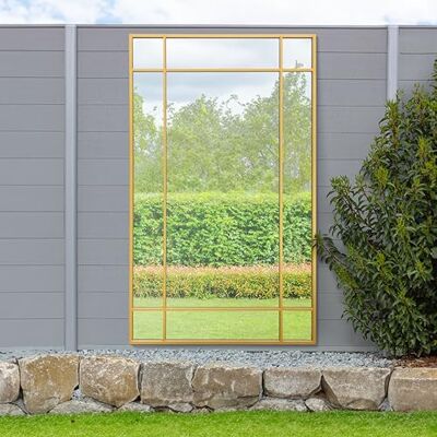 MirrorOutlet The Genestra Gold Modern Contemporary Leaner and Wall Garden Mirror 71" X 43" (180CM X 110CM) Silver Mirror Glass with Black Metal Frame. Landscape or Portrait. Frost Protected Glass… MirrorOutlet The Genestra Gold Modern Contemporary Leaner and Wall Garden Mirror 71" X 43" (180CM X 110CM) Silver Mirror Glass with Black Metal Frame. Landscape or Portrait. Frost Protected Glass…