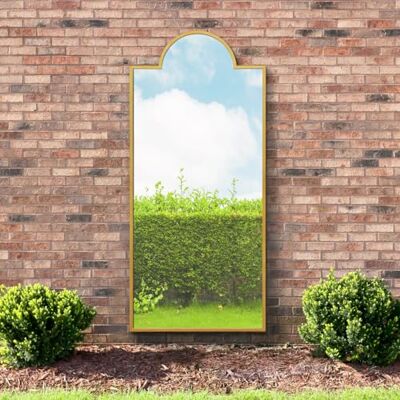 MirrorOutlet The Genestra Gold Modern Contemporary Leaner and Wall Garden Mirror 75" X 33" (190CM X 85CM) Silver Mirror Glass with Black Metal Frame. Landscape or Portrait. Frost Protected Glass MirrorOutlet The Genestra Gold Modern Contemporary Leaner and Wall Garden Mirror 75" X 33" (190CM X 85CM) Silver Mirror Glass with Black Metal Frame. Landscape or Portrait. Frost Protected Glass
