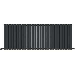 iBathUK Strata Wall-Mounted Horizontal Double Oval Panel Radiator, 27-Column Steel High Thermal Output Hydronic Central Heating, Designer Modern Radiator in Matt Anthracite, 600 × 1593mm iBathUK Strata Wall-Mounted Horizontal Double Oval Panel Radiator, 27-Column Steel High Thermal Output Hydronic Central Heating, Designer Modern Radiator in Matt Anthracite, 600 × 1593mm