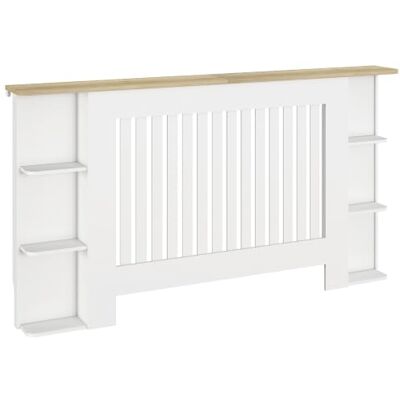 HOMCOM Radiator Cover Open Storage Shelves Cabinet Shelf Large White Vertical Slatted, Heater Cover, Living Room, Hallway HOMCOM Radiator Cover Open Storage Shelves Cabinet Shelf Large White Vertical Slatted, Heater Cover, Living Room, Hallway