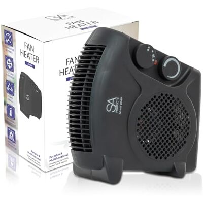SA Products Fan Heater with 2 Heat Settings & Cool Function – Portable Heaters for Home Variable Thermostat Space Electric Low Energy home, Black (SA2487) SA Products Fan Heater with 2 Heat Settings & Cool Function – Portable Heaters for Home Variable Thermostat Space Electric Low Energy home, Black (SA2487)