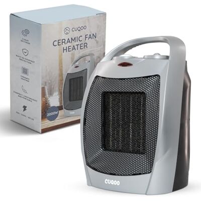 CUQOO 2KW Ceramic Fan Heater – Fast Heating Portable Electric Heater with Thermostat, Quiet Space Heater for Home Office, 2000W Energy-Efficient Small Room Heater CUQOO 2KW Ceramic Fan Heater – Fast Heating Portable Electric Heater with Thermostat, Quiet Space Heater for Home Office, 2000W Energy-Efficient Small Room Heater