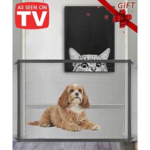 QUEENII Magic Gate for Dogs,Dog gate, Pet Safety Gate, Portable Folding Mesh Magic Gate, Safet Gate, Safe Guard Install Anywhere, Safety Fence for Hall Doorway 78 * 102cm (Gray)