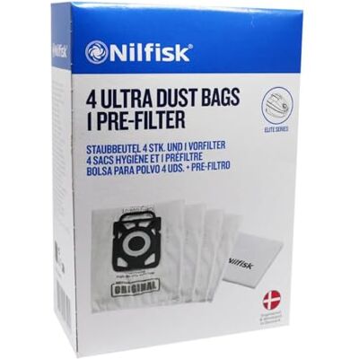 Nilfisk 4 Original Dust Bags + Pre-filter Elite Vacuum Accessories (107407940) Nilfisk 4 Original Dust Bags + Pre-filter Elite Vacuum Accessories (107407940)