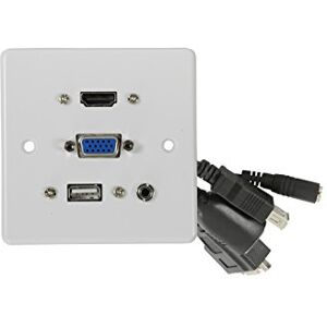 AV Link HDMI+VGA+3.5mm+USB Wallplate, White AV Link HDMI+VGA+3.5mm+USB Wallplate, White