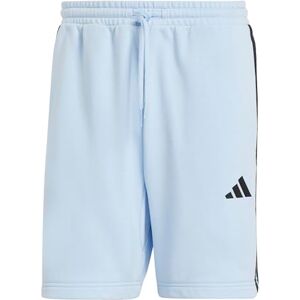 adidas Men's Essential Three Stripes French Terry Short, Glow Blue/Black, L adidas Men's Essential Three Stripes French Terry Short, Glow Blue/Black, L