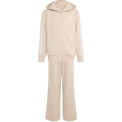 adidas Unisex Kids Junior Hooded Fleece Tracksuit, Crystal Linen/white, 7-8 Years adidas Unisex Kids Junior Hooded Fleece Tracksuit, Crystal Linen/white, 7-8 Years