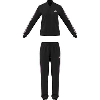 adidas Women's Essentials 3-Stripes Track Suit, black/clear pink, XXS adidas Women's Essentials 3-Stripes Track Suit, black/clear pink, XXS