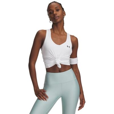 Under Armour Women's Tech Mesh Racer Tank-Top White/Black M M Under Armour Women's Tech Mesh Racer Tank-Top White/Black M M