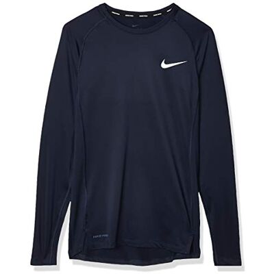 Nike NP Top Ls Tight Long Sleeved T-Shirt Obsidian/(White), M, BV5588 Nike NP Top Ls Tight Long Sleeved T-Shirt Obsidian/(White), M, BV5588