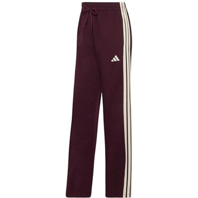 adidas Women's Essentials 3-Stripes Open Hem Fleece Pants, Maroon/Ivory, XXS Short adidas Women's Essentials 3-Stripes Open Hem Fleece Pants, Maroon/Ivory, XXS Short