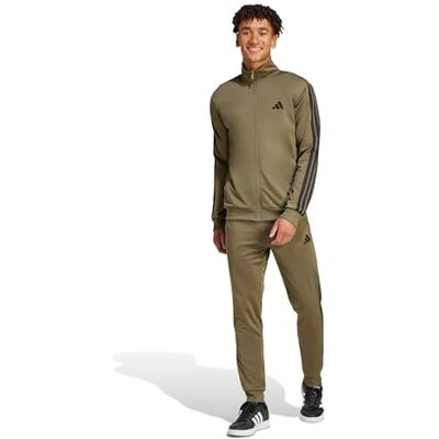 adidas Men's Sportswear Basic 3 Stripes Tricot Track Suit, Olive Strata, XS Short adidas Men's Sportswear Basic 3 Stripes Tricot Track Suit, Olive Strata, XS Short