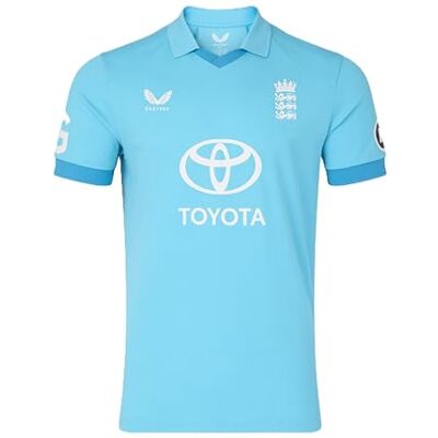Castore England Cricket Men's ODI Replica Short Sleeve Shirt Official ODI Replica Kit Vibrant Blue, Iconic Three Lions Crest Mens Cricket Shirts (Blue Attoll) Castore England Cricket Men's ODI Replica Short Sleeve Shirt Official ODI Replica Kit Vibrant Blue, Iconic Three Lions Crest Mens Cricket Shirts (Blue Attoll)