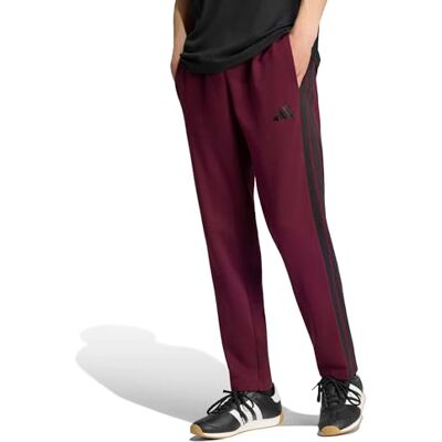 adidas Men's Essentials Three Stripes Fleece Open Hem Pants, Maroon/Black, L Extra Tall adidas Men's Essentials Three Stripes Fleece Open Hem Pants, Maroon/Black, L Extra Tall
