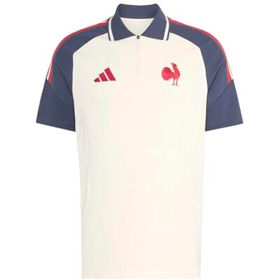 adidas Men's France Rugby Training Polo Shirt, Cream White/Shadow Navy, S adidas Men's France Rugby Training Polo Shirt, Cream White/Shadow Navy, S