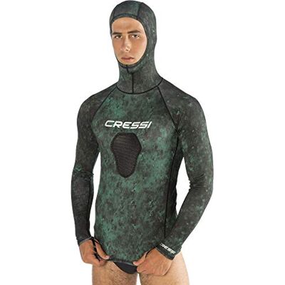 CRESSI Unisex Hunter Hooded Rush Guard Top Rash Guard Hooded Tee for Watersports CRESSI Unisex Hunter Hooded Rush Guard Top Rash Guard Hooded Tee for Watersports
