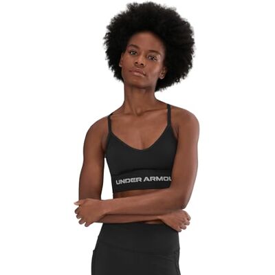 Under Armour Women's Vanish Seamless Low Bra, Low-Impact Sports Bra for Training, Yoga and Pilates, Ladies' Gym Wear with Removeable Cups,Black / / Steel,MD Under Armour Women's Vanish Seamless Low Bra, Low-Impact Sports Bra for Training, Yoga and Pilates, Ladies' Gym Wear with Removeable Cups,Black / / Steel,MD